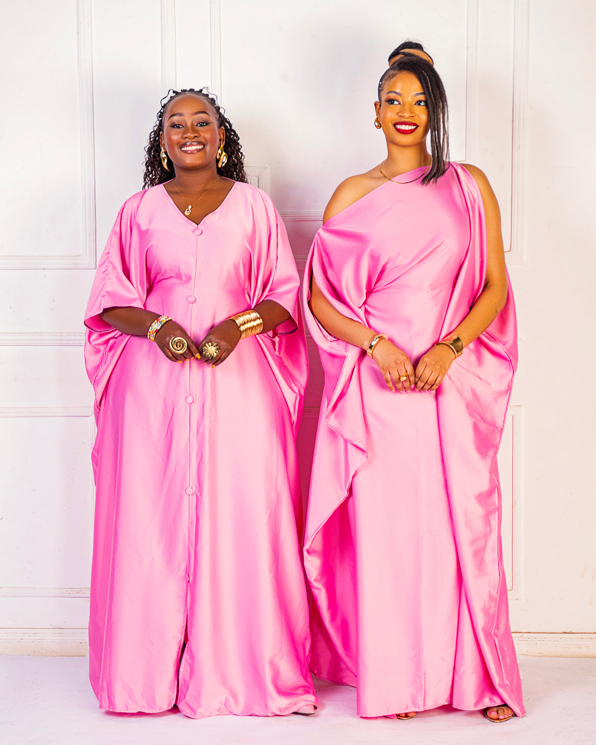 Rembo Elegant Crepe Women's Kaftan | With Scarf - Pink