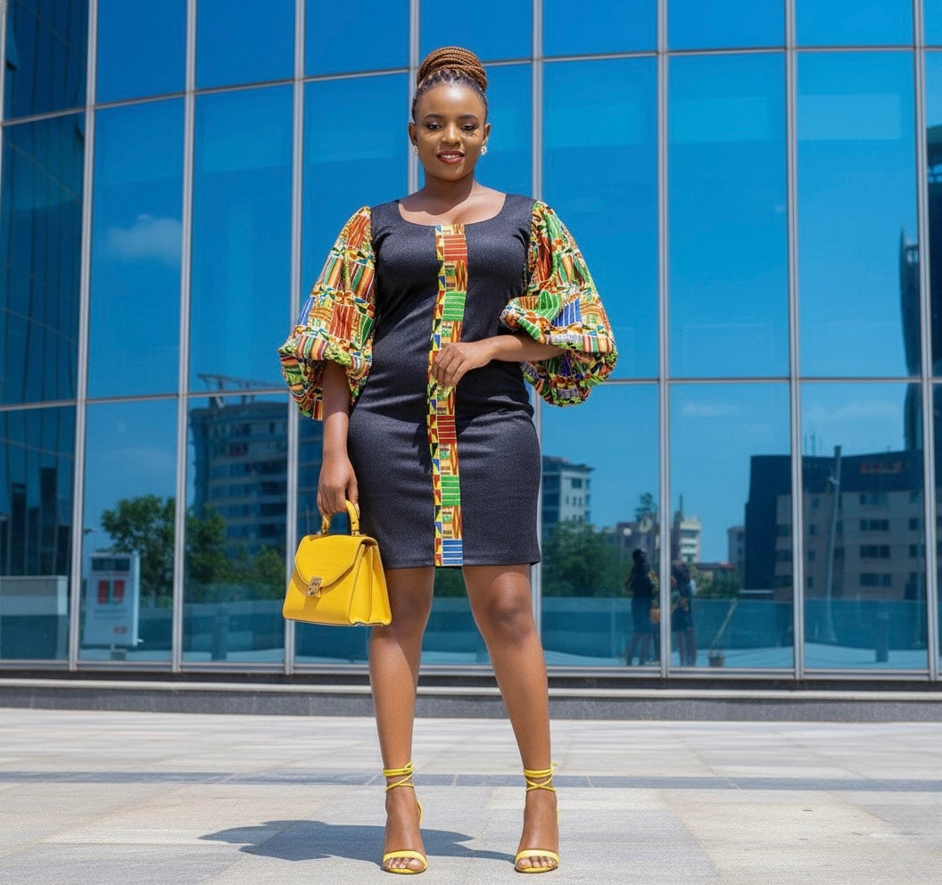 Maza Women's African Print Mini-Dress (Kente)