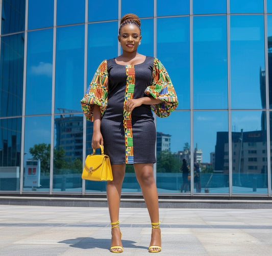 Maza Women's African Print Mini-Dress (Kente)
