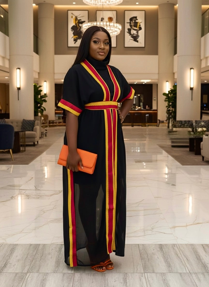 Lola Chiffon Kimono- Red/yellow