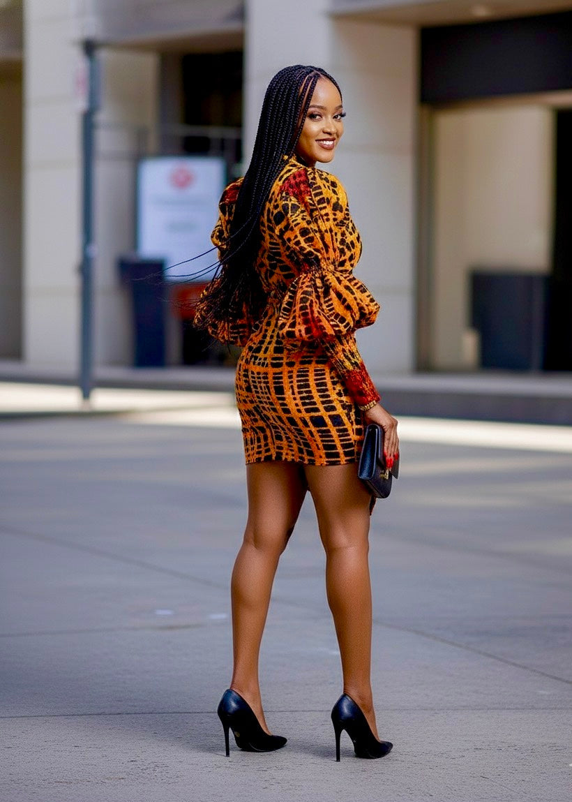 Farhia Women's African Print Wrap Dress