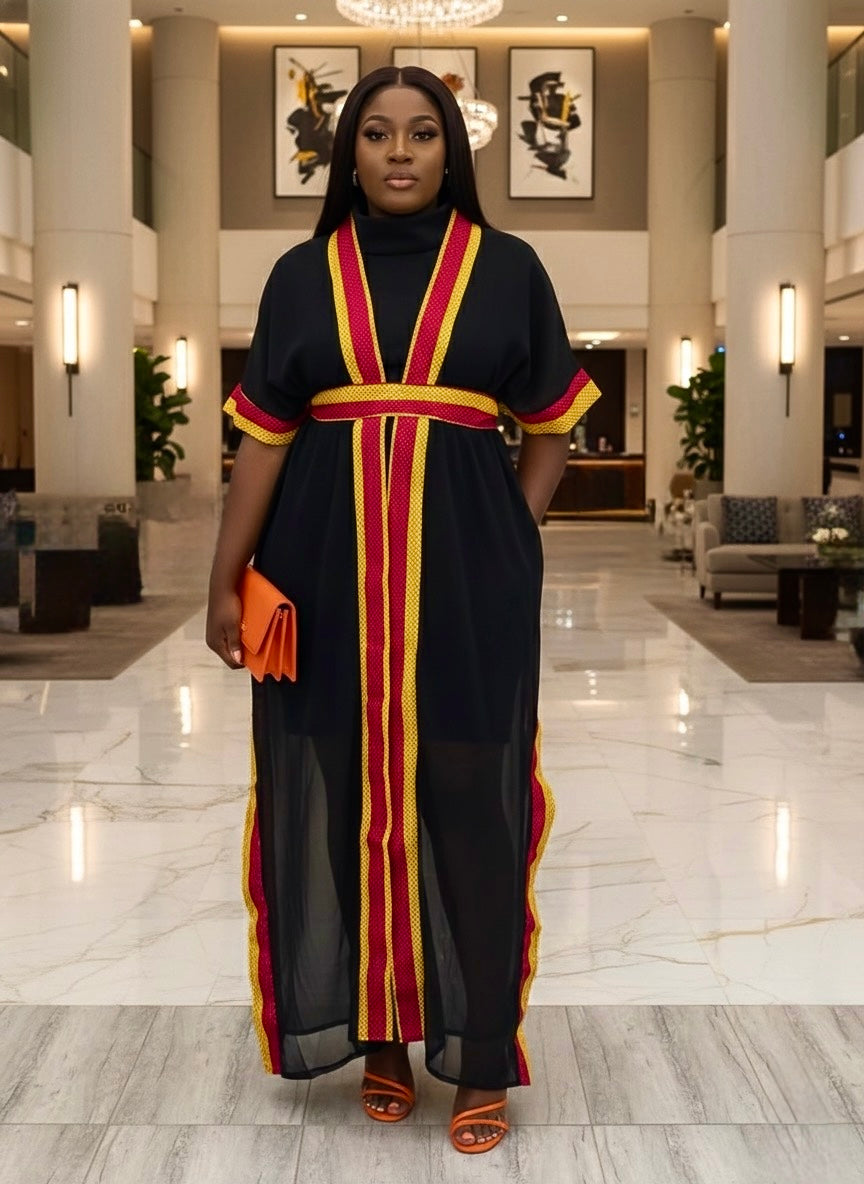 Lola Chiffon Kimono- Red/yellow