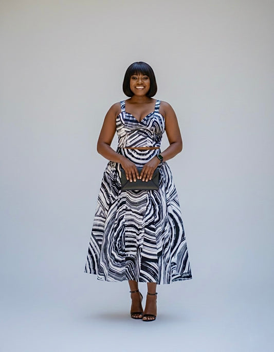 Liyah Two piece skirt set - black