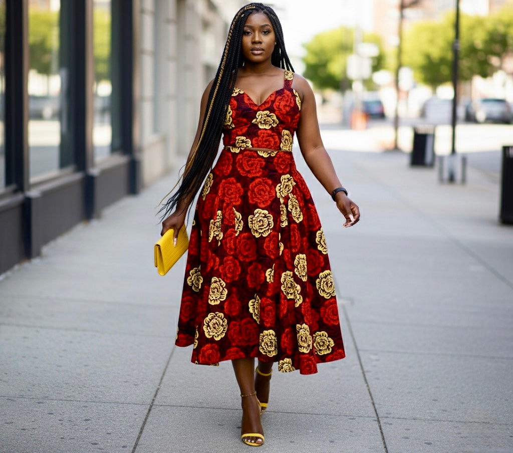 Liyah Two piece skirt set red