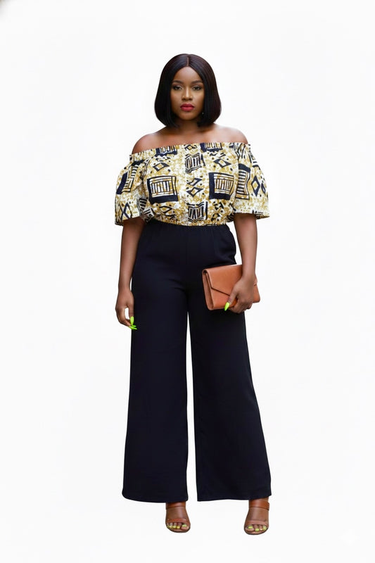 Raha Women's African Print Off-shoulder Top (Mud Cloth)