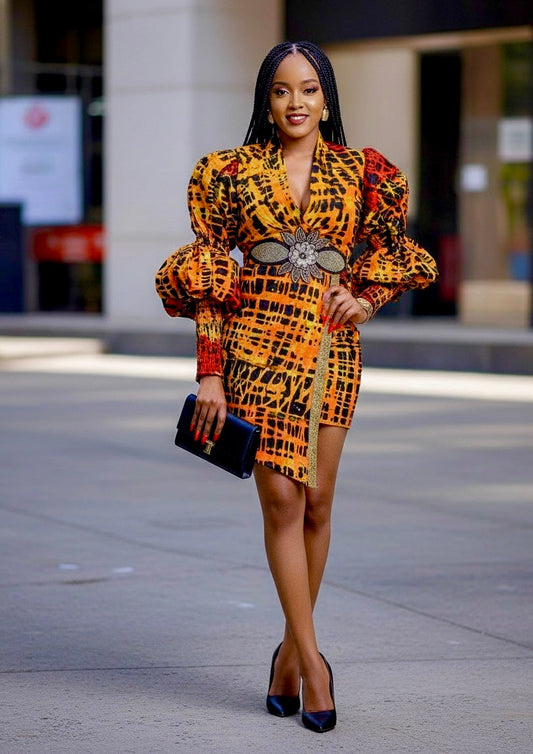 Farhia Women's African Print Wrap Dress