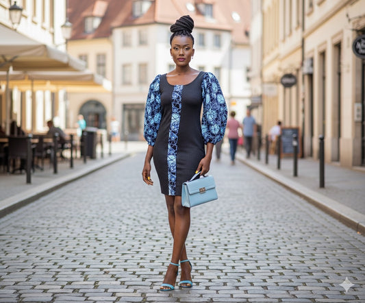 Maza Women's African Print Mini-Dress (Blue)