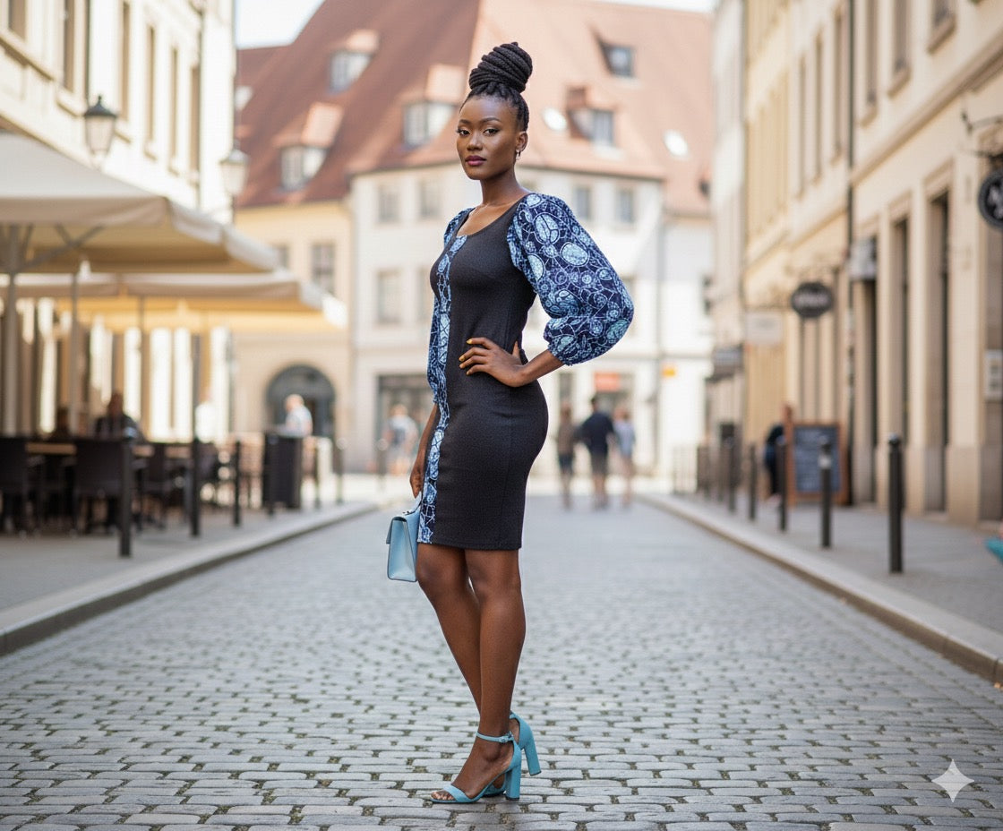 Maza Women's African Print Mini-Dress (Blue)