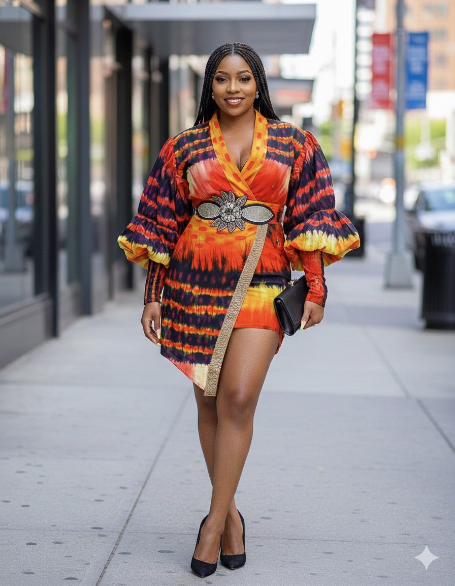 Farhia Women's African Print Wrap Dress