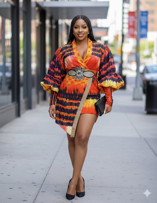 Farhia Women's African Print Wrap Dress