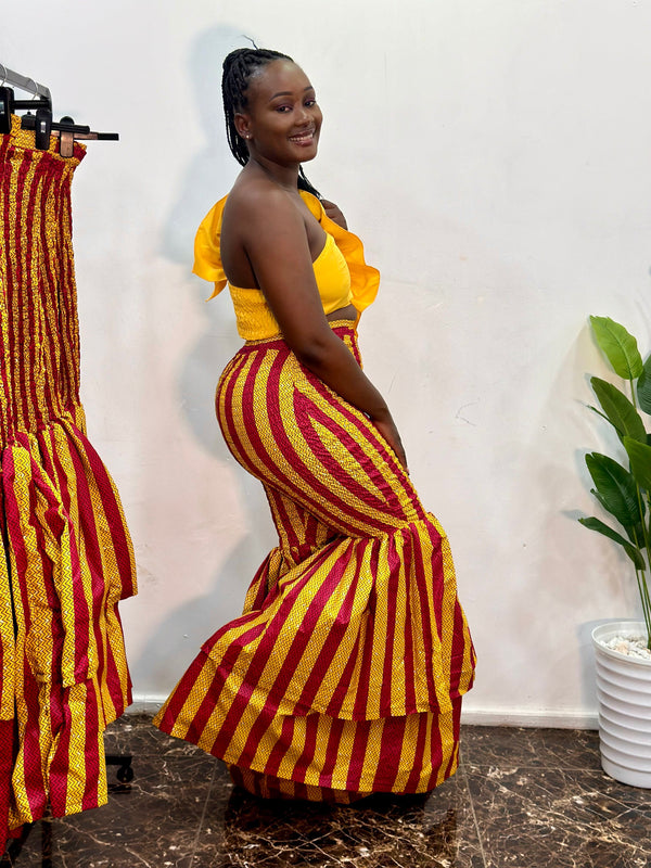 Kimi Women's African Print Smoked Bell Pants - Yellow