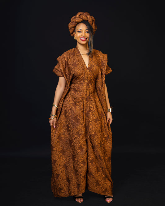 Noma Textured Crepe Maxi Kaftan with Matching Headpiece Set