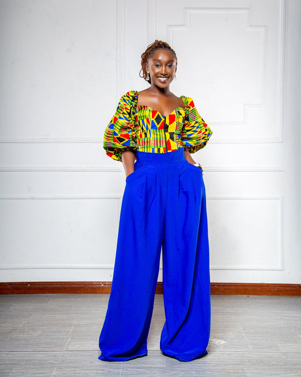 Ayana Women's African Print Off-shoulder Crop Top - Yellow Kente