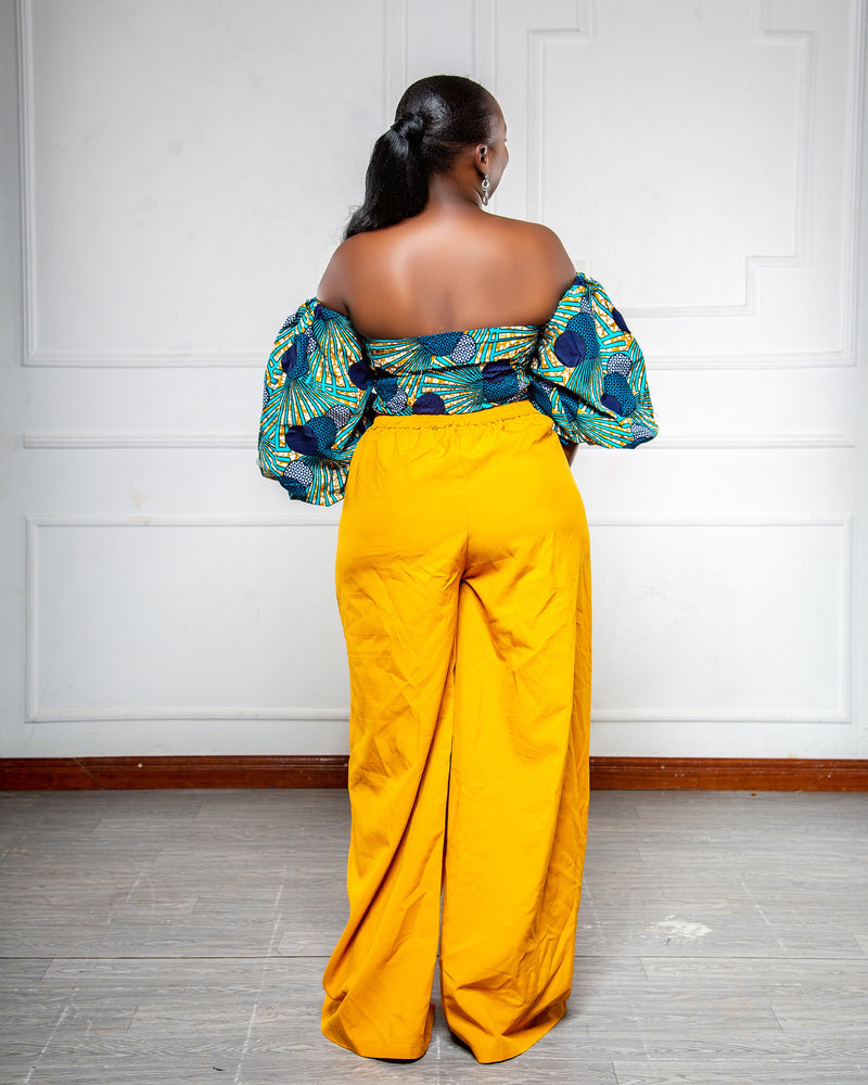 Ayana Women's African Print Off-shoulder Crop Top - Blue