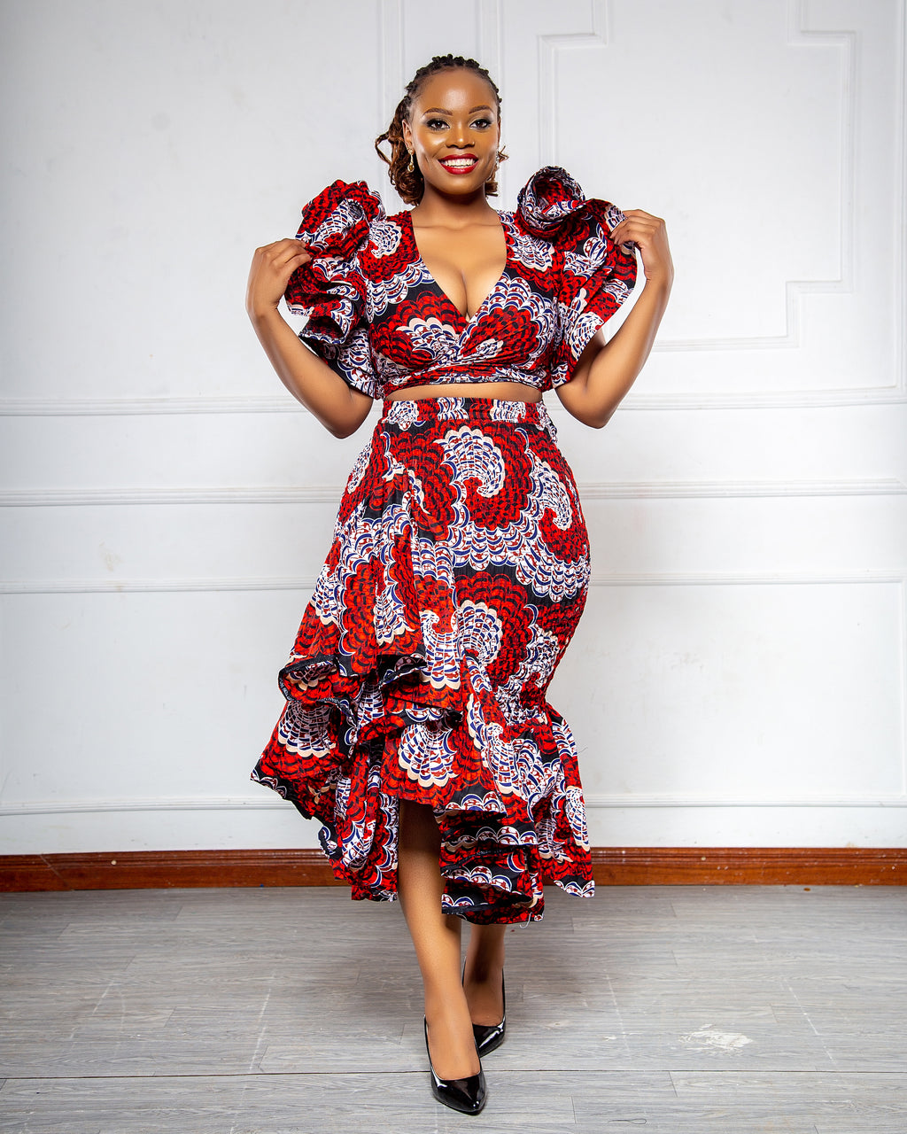 Kimi Women's African Print Bell Bottom Pants- Red – KAYAMMAH