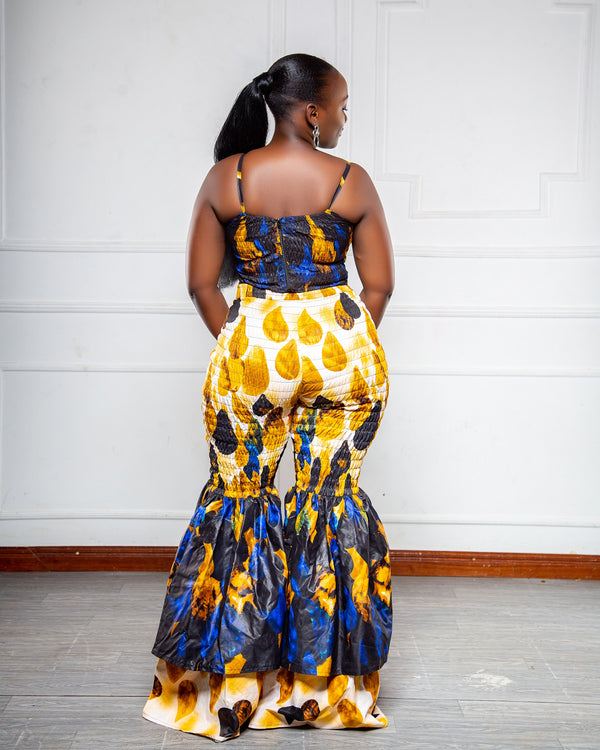 Kimi Women's African Print Smoked Bell Pants