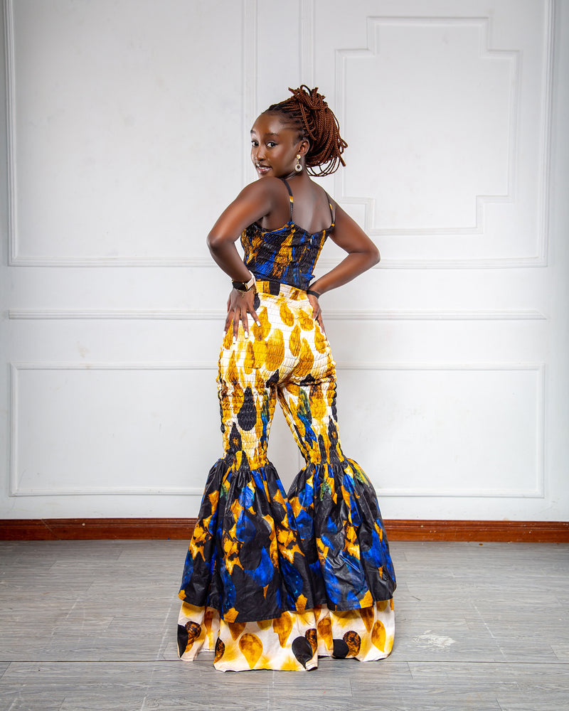 Kimi Women's African Print Smoked Bell Pants