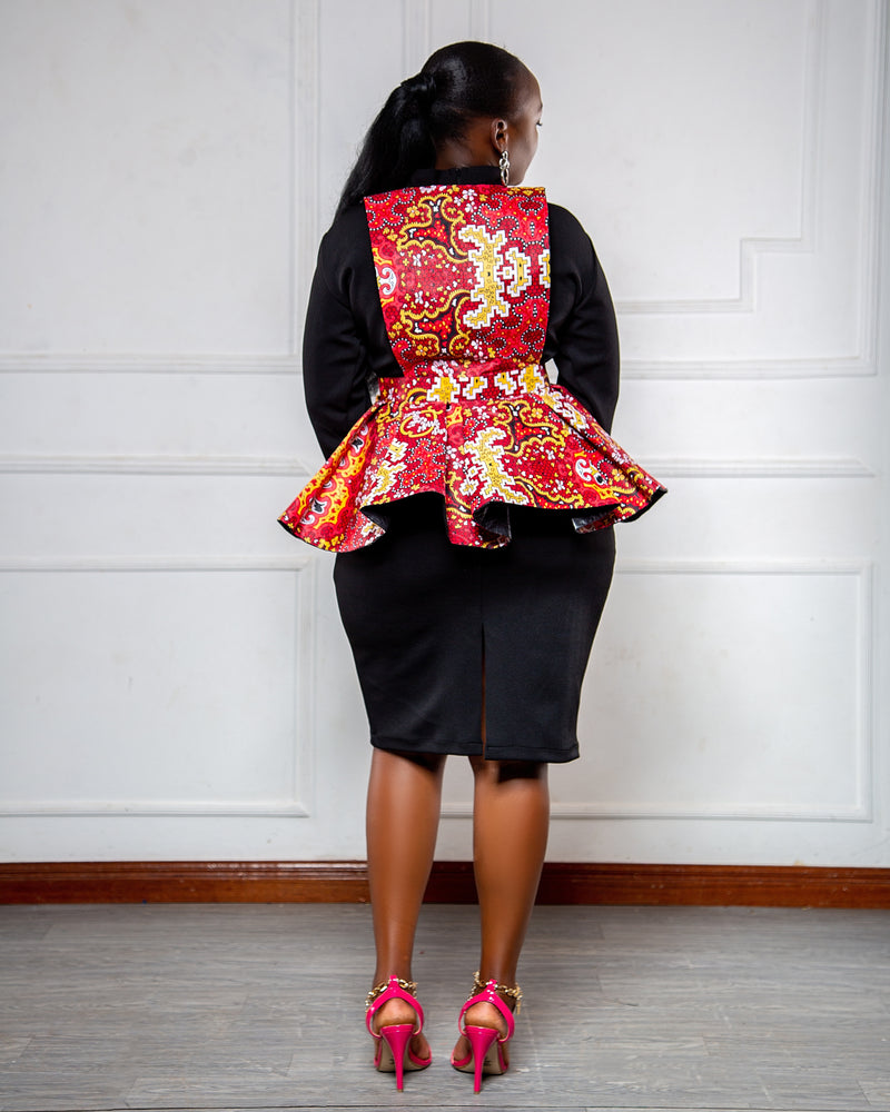 Gaga Women's African Print Peplum Light Coat - Floral