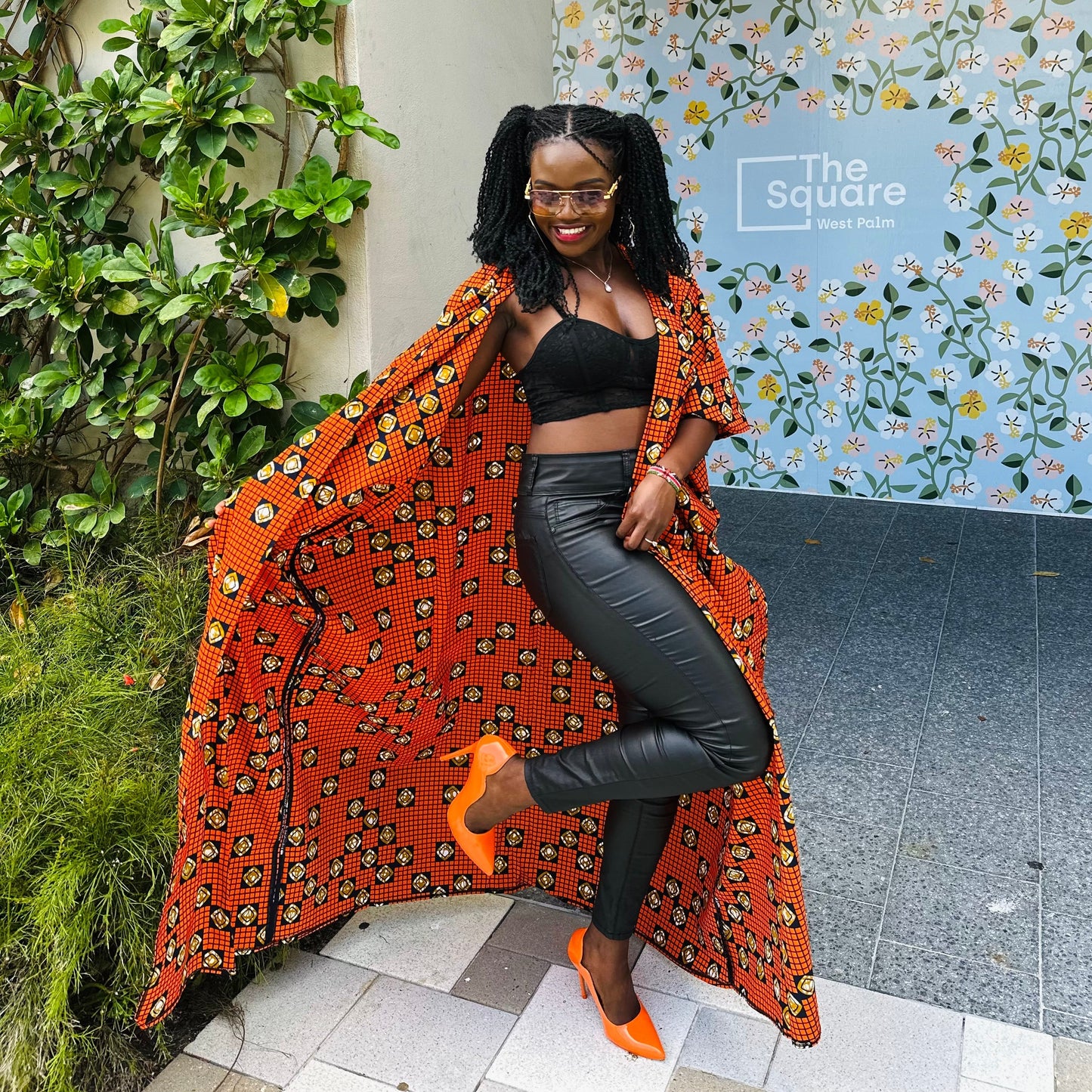 Jiji Women's African Print Orange Cover Up (Kimono)
