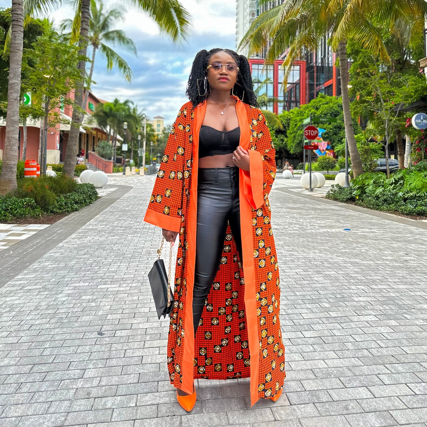 Jiji Women's African Print Orange Cover Up (Kimono)
