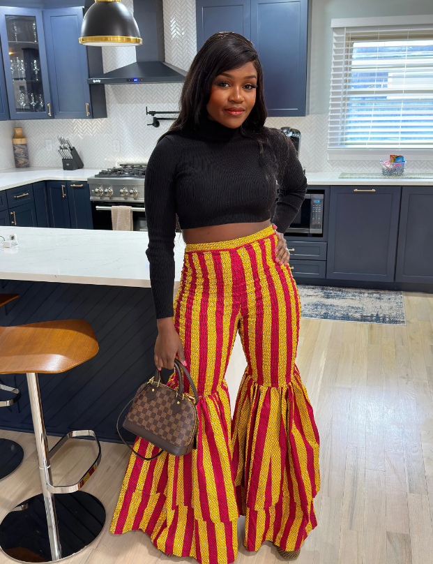 Kimi Women's African Print Smoked Bell Pants Yellow – KAYAMMAH