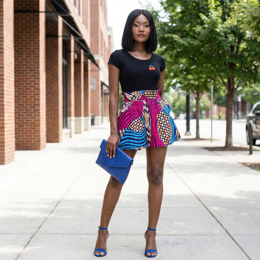 Tausi Women's African Print High-Waisted Shorts