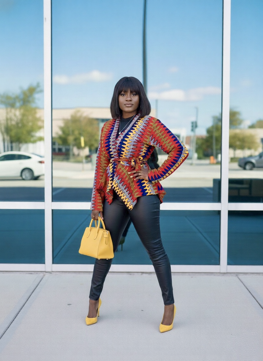 Nkofa Women's African Print Peplum Light Coat