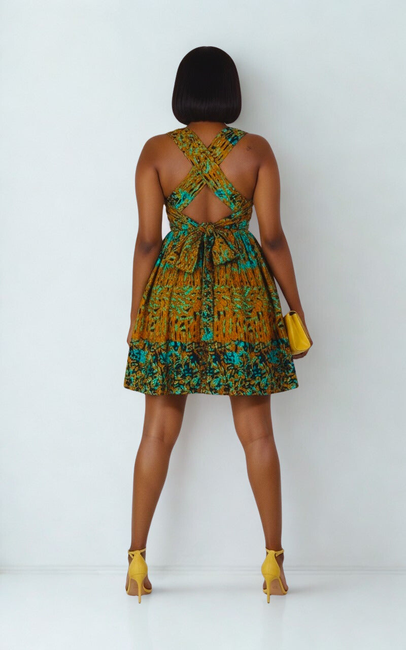 Malkia Mustard Yellow African Print Infinity Dress