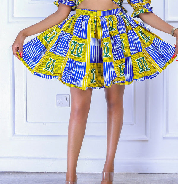 Lira Women's African Print Mini Skirt (Blue)