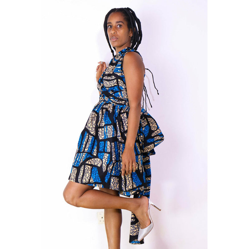 Malkia Blue African Print Infinity Dress