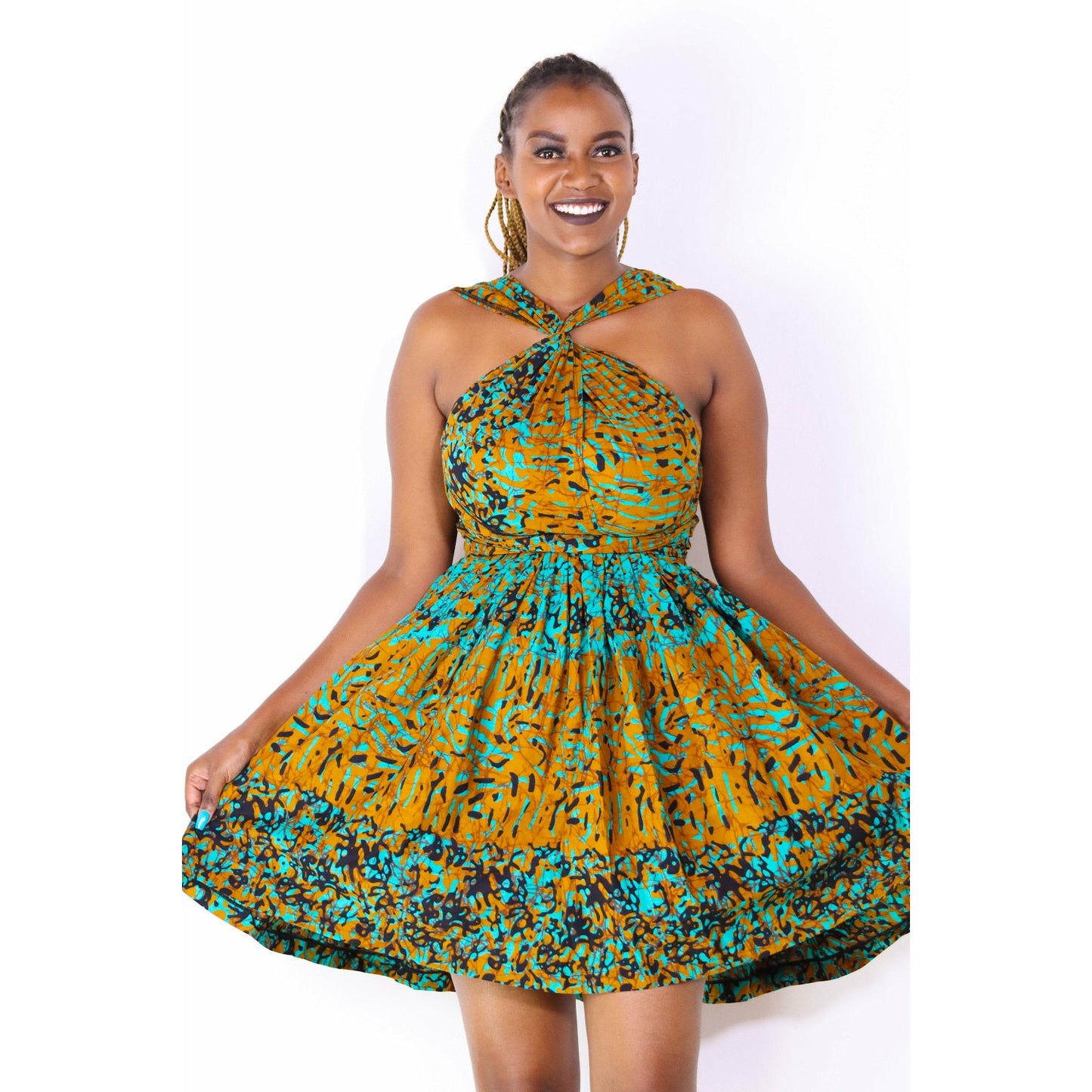 Malkia Mustard Yellow African Print Infinity Dress