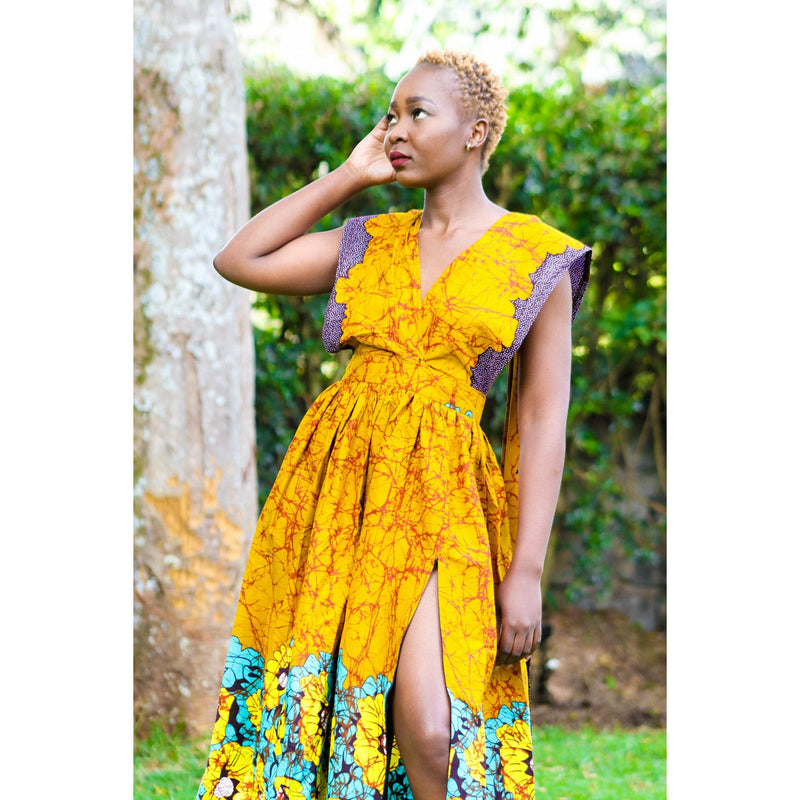 Ayaba African print Infinity Dress (Yellow)
