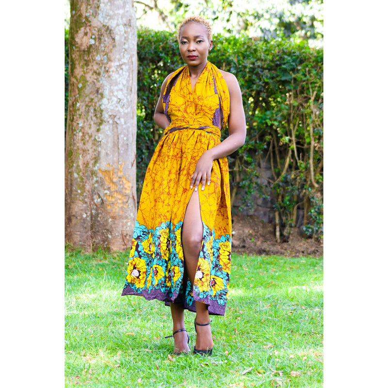 Ayaba African print Infinity Dress (Yellow)