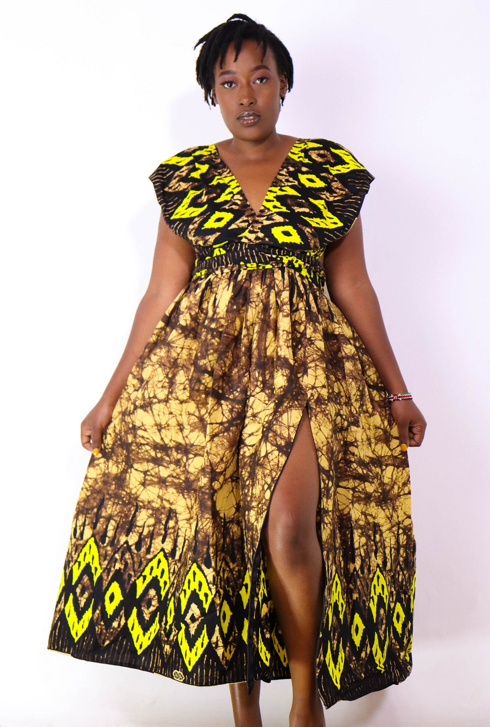 Ayaba African Print Infinity Dress (Yellow and Brown )