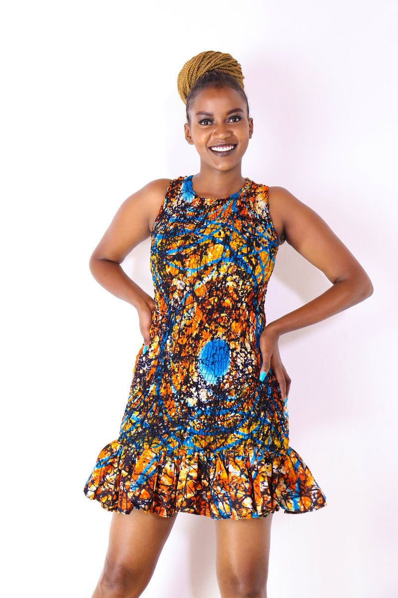 Jema Multicolored African Print Stretchy Dress