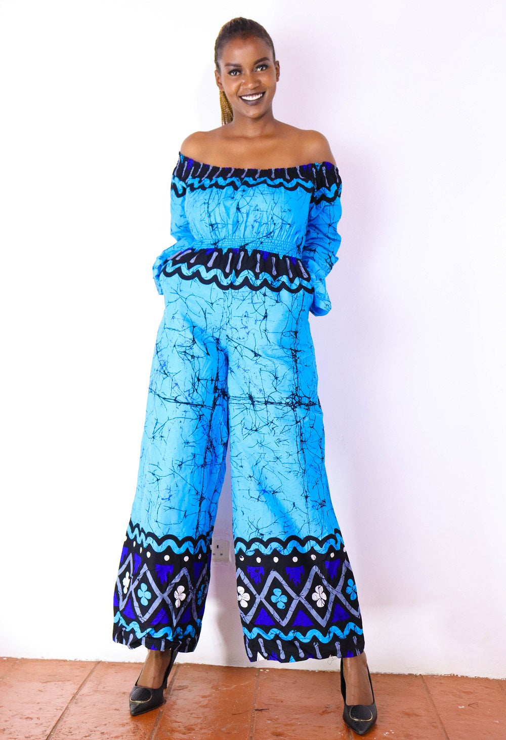 Ayaba Off shoulder Blue Jumpsuit